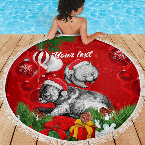 personalised-wombat-lover-beach-blanket-australia-merry-christmas-aboriginal