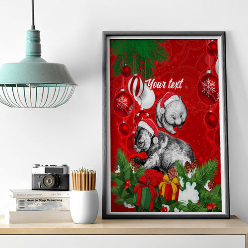personalised-wombat-lover-canvas-wall-art-australia-merry-christmas-aboriginal