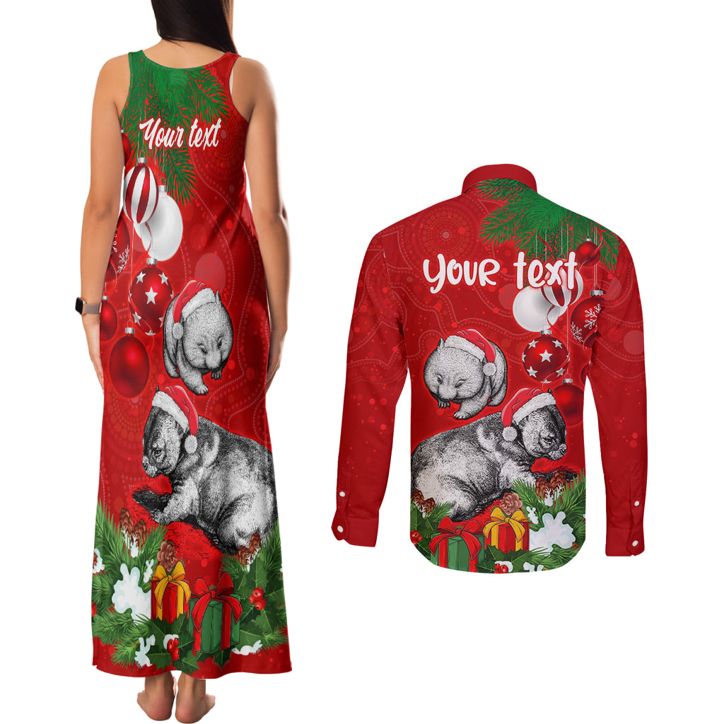 personalised-wombat-lover-couples-matching-tank-maxi-dress-and-long-sleeve-button-shirt-australia-merry-christmas-aboriginal
