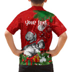 personalised-wombat-lover-family-matching-off-shoulder-short-dress-and-hawaiian-shirt-australia-merry-christmas-aboriginal