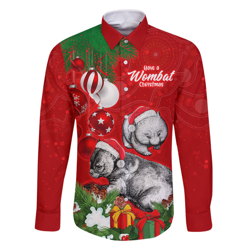 personalised-wombat-lover-family-matching-off-shoulder-short-dress-and-hawaiian-shirt-australia-merry-christmas-aboriginal