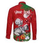 personalised-wombat-lover-family-matching-off-shoulder-short-dress-and-hawaiian-shirt-australia-merry-christmas-aboriginal