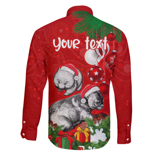 personalised-wombat-lover-family-matching-off-shoulder-short-dress-and-hawaiian-shirt-australia-merry-christmas-aboriginal