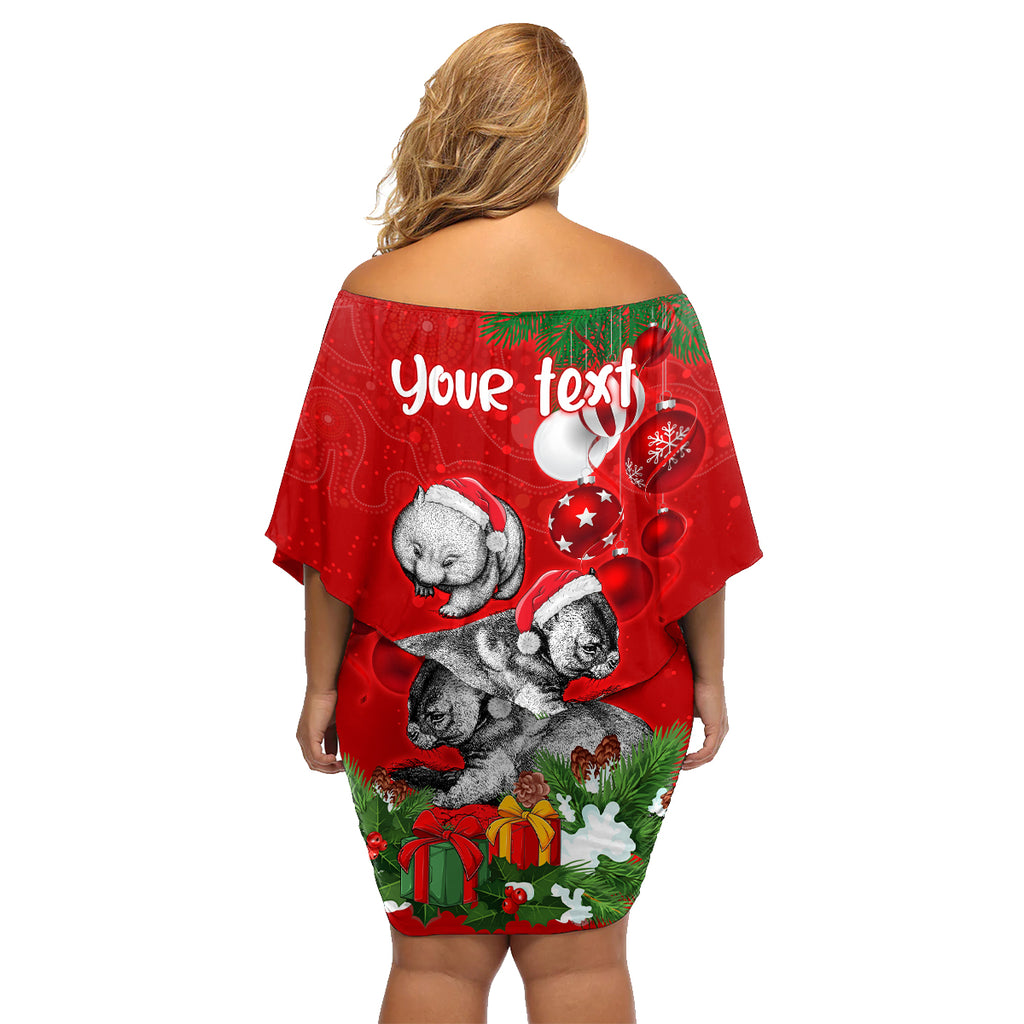personalised-wombat-lover-family-matching-off-shoulder-short-dress-and-hawaiian-shirt-australia-merry-christmas-aboriginal