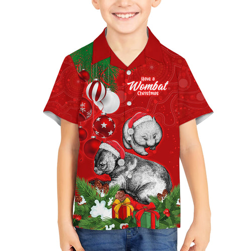 personalised-wombat-lover-family-matching-off-shoulder-short-dress-and-hawaiian-shirt-australia-merry-christmas-aboriginal