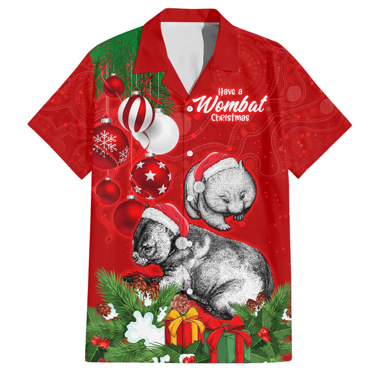 personalised-wombat-lover-hawaiian-shirt-australia-merry-christmas-aboriginal