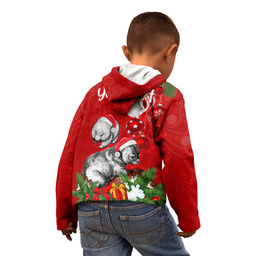 personalised-wombat-lover-kid-hoodie-australia-merry-christmas-aboriginal