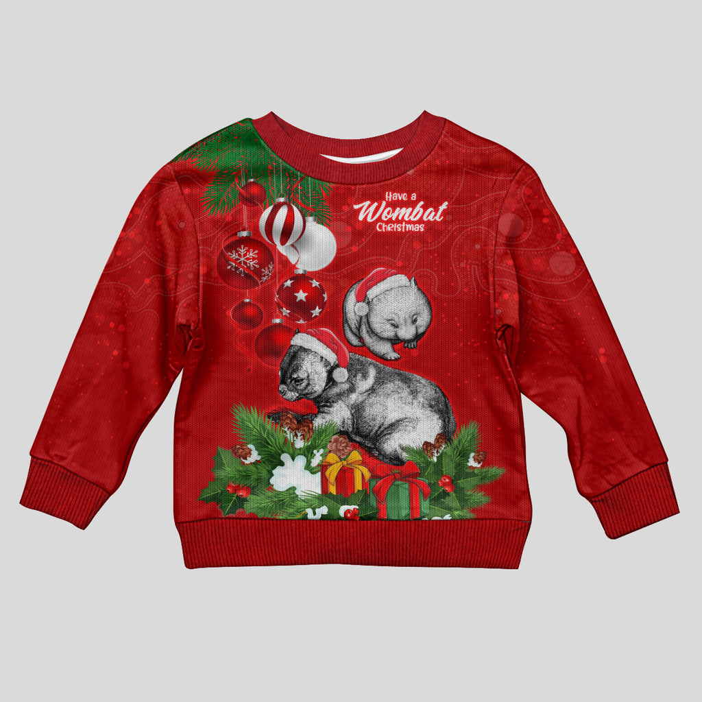 personalised-wombat-lover-kid-ugly-christmas-sweater-australia-merry-christmas-aboriginal