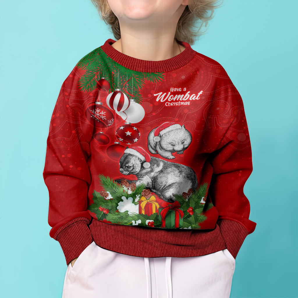personalised-wombat-lover-kid-ugly-christmas-sweater-australia-merry-christmas-aboriginal