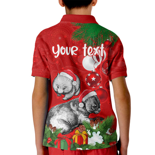 personalised-wombat-lover-kid-polo-shirt-australia-merry-christmas-aboriginal