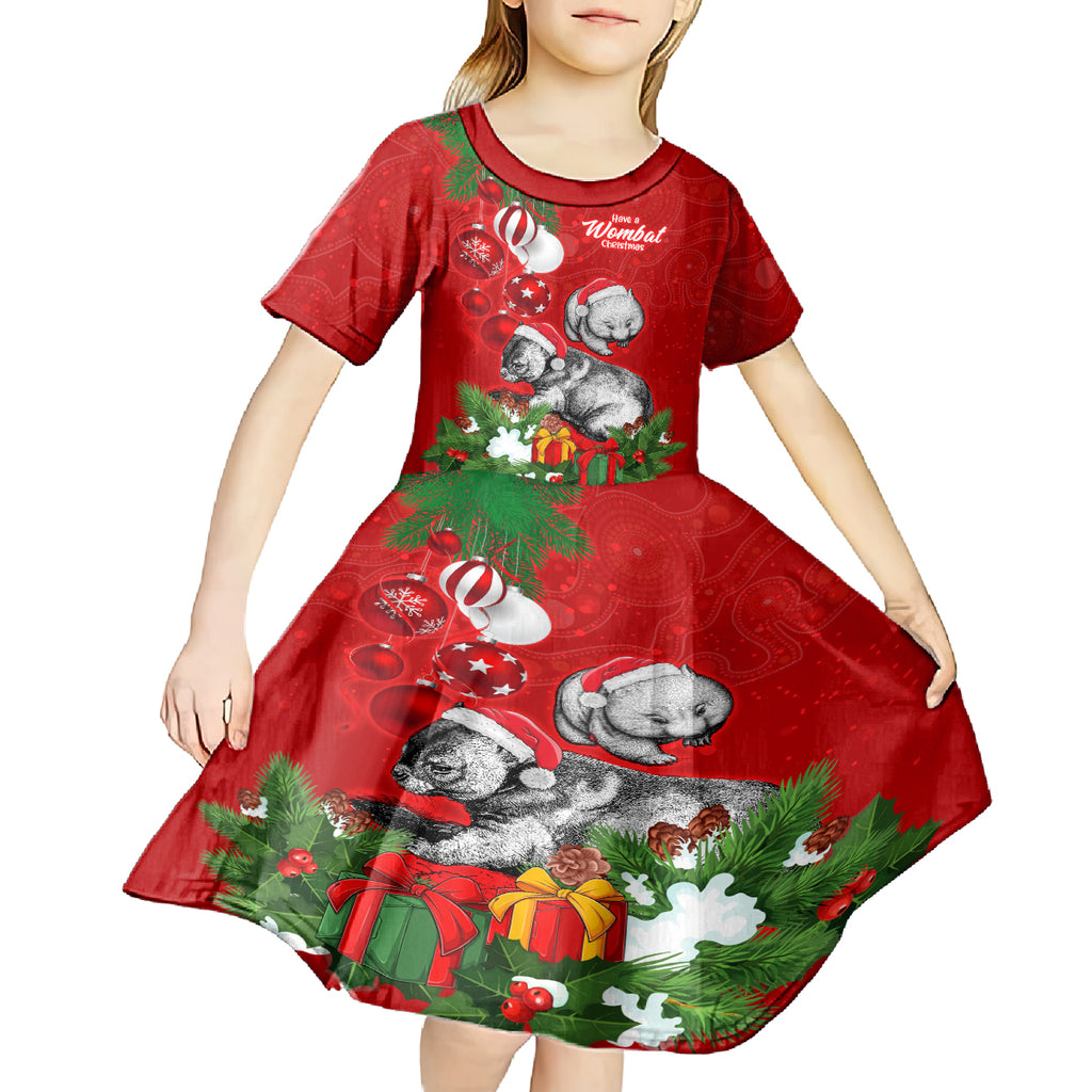 personalised-wombat-lover-kid-short-sleeve-dress-australia-merry-christmas-aboriginal