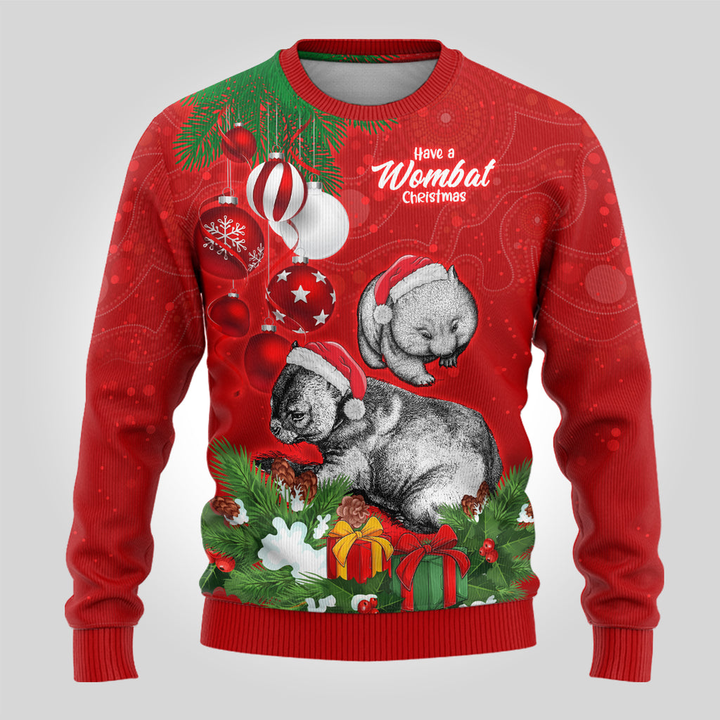 personalised-wombat-lover-ugly-christmas-sweater-australia-merry-christmas-aboriginal