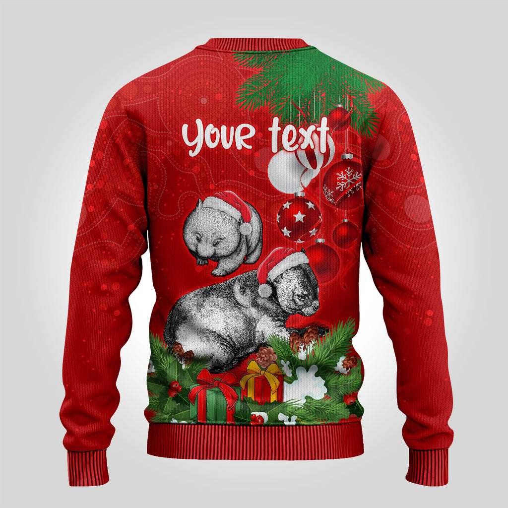 personalised-wombat-lover-ugly-christmas-sweater-australia-merry-christmas-aboriginal