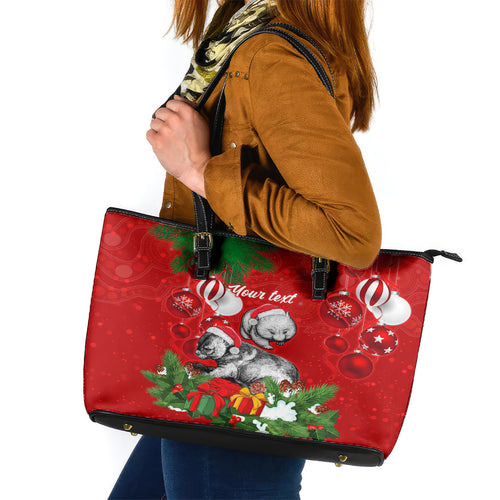 personalised-wombat-lover-leather-tote-bag-australia-merry-christmas-aboriginal