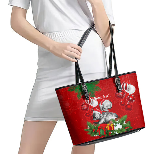 personalised-wombat-lover-leather-tote-bag-australia-merry-christmas-aboriginal