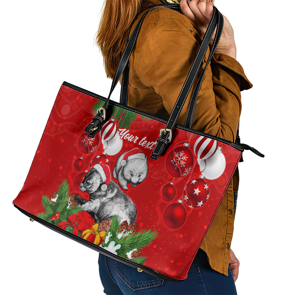 personalised-wombat-lover-leather-tote-bag-australia-merry-christmas-aboriginal