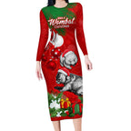 personalised-wombat-lover-long-sleeve-bodycon-dress-australia-merry-christmas-aboriginal