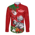 personalised-wombat-lover-long-sleeve-button-shirt-australia-merry-christmas-aboriginal