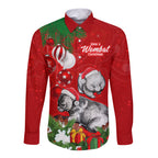 personalised-wombat-lover-long-sleeve-button-shirt-australia-merry-christmas-aboriginal