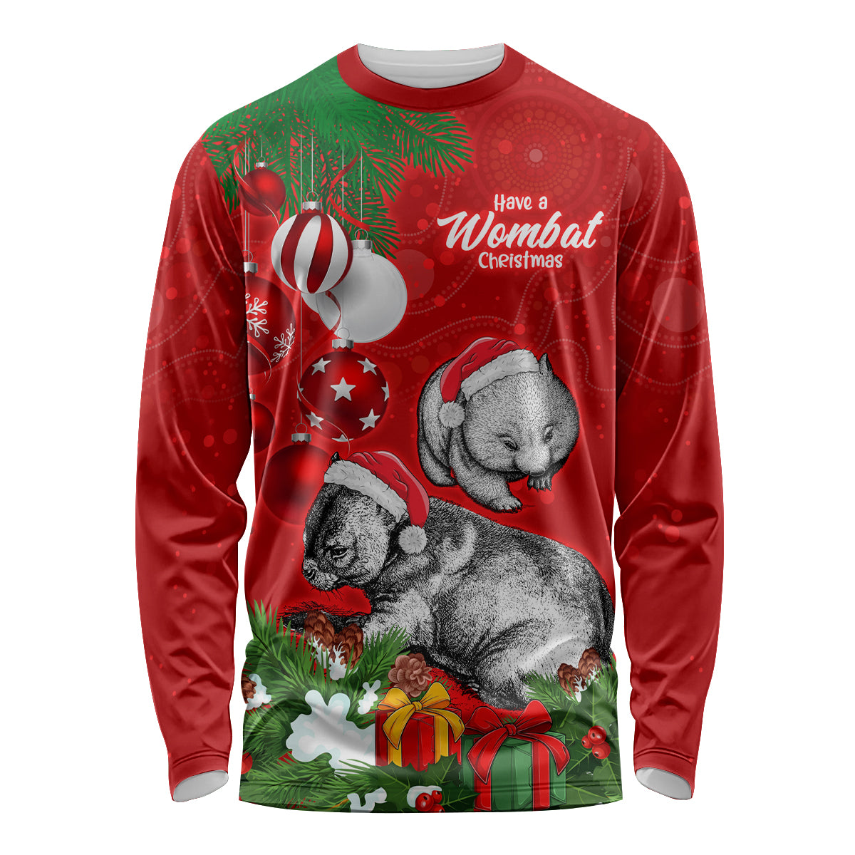 personalised-wombat-lover-long-sleeve-shirt-australia-merry-christmas-aboriginal