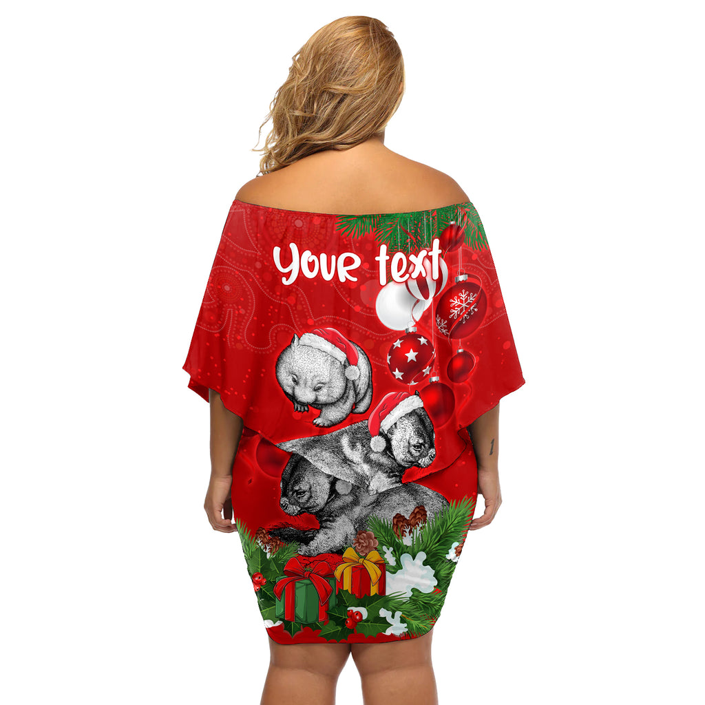 personalised-wombat-lover-off-shoulder-short-dress-australia-merry-christmas-aboriginal