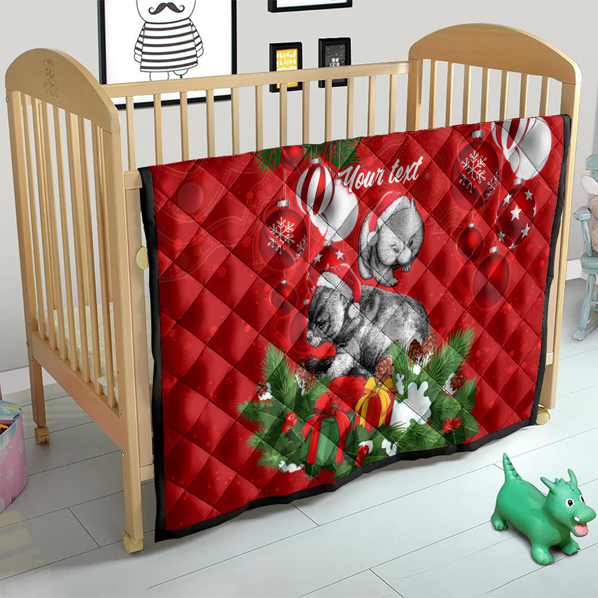 personalised-wombat-lover-quilt-australia-merry-christmas-aboriginal