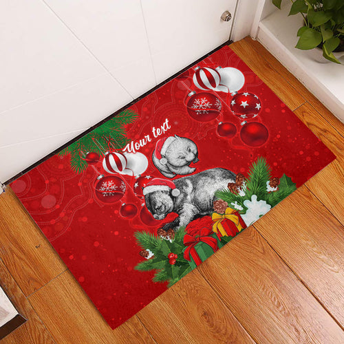 personalised-wombat-lover-rubber-doormat-australia-merry-christmas-aboriginal