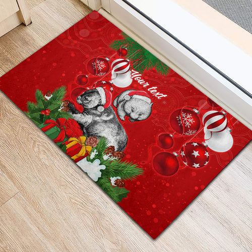 personalised-wombat-lover-rubber-doormat-australia-merry-christmas-aboriginal