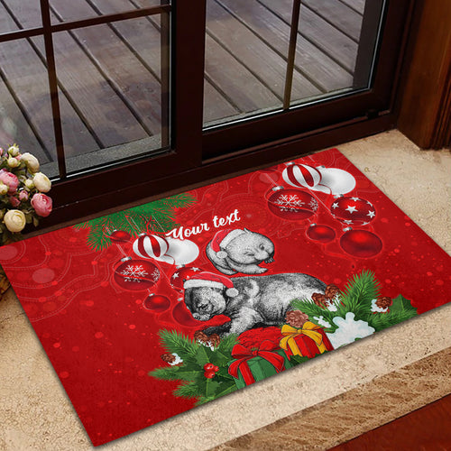 personalised-wombat-lover-rubber-doormat-australia-merry-christmas-aboriginal