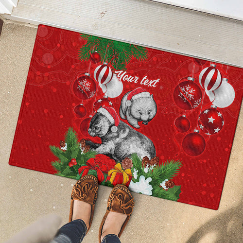 personalised-wombat-lover-rubber-doormat-australia-merry-christmas-aboriginal
