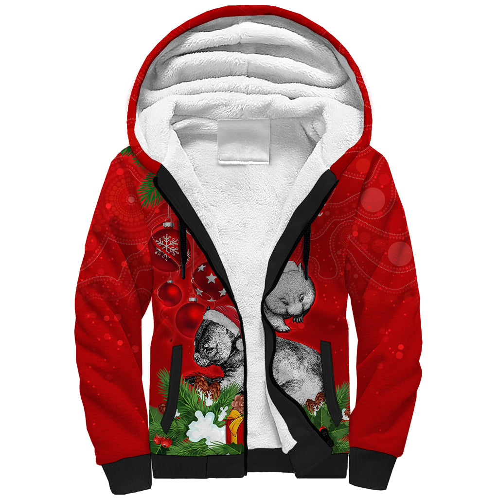 personalised-wombat-lover-sherpa-hoodie-australia-merry-christmas-aboriginal