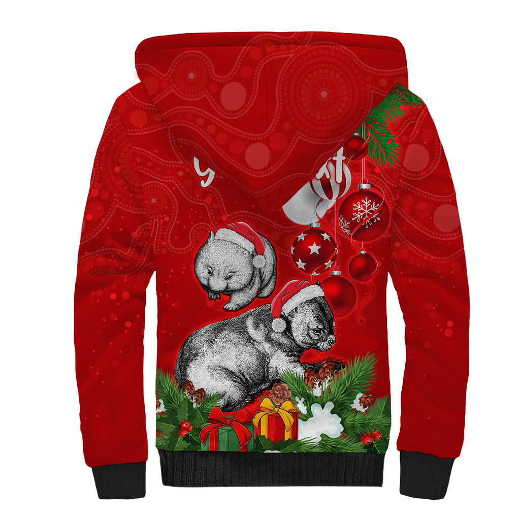 personalised-wombat-lover-sherpa-hoodie-australia-merry-christmas-aboriginal