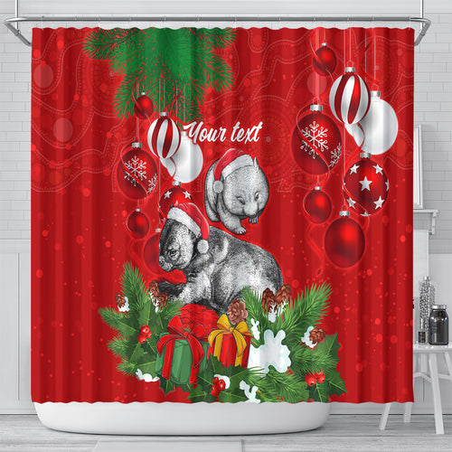 personalised-wombat-lover-shower-curtain-australia-merry-christmas-aboriginal