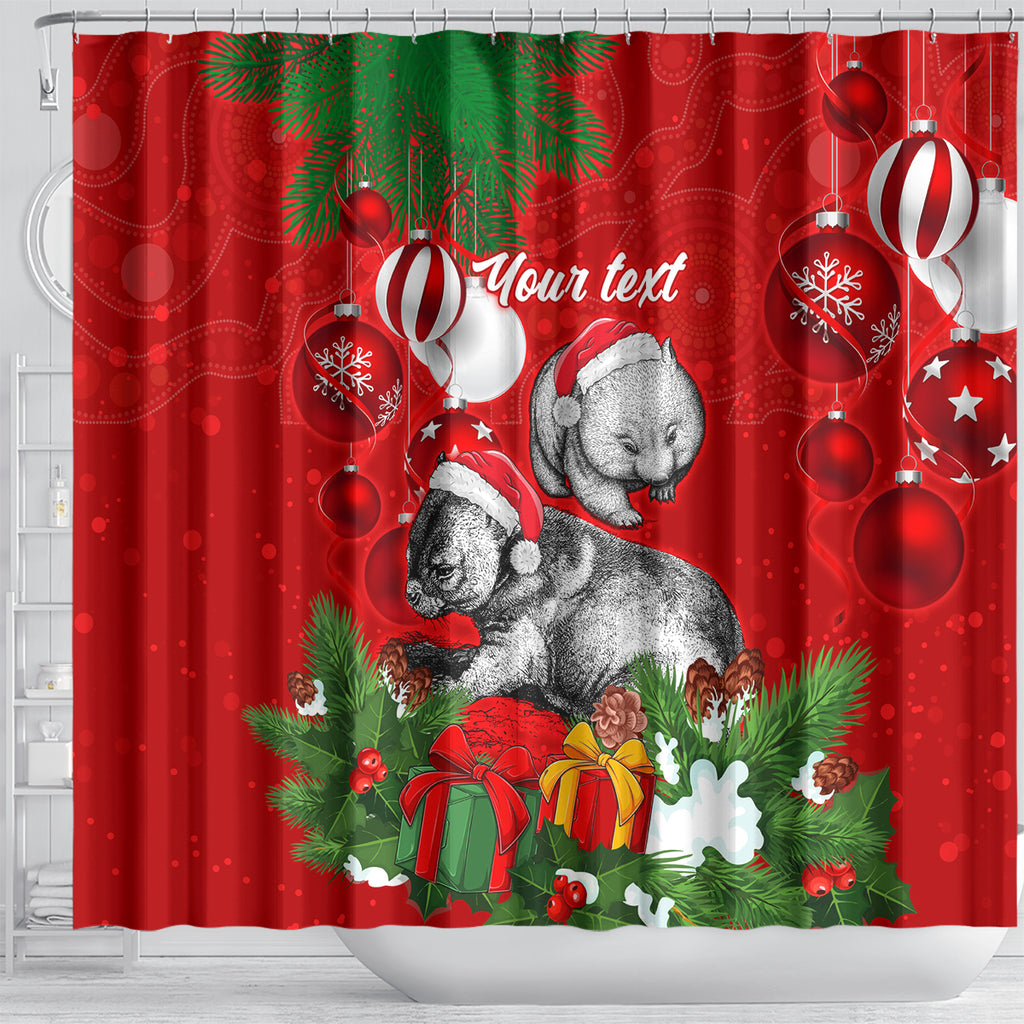 personalised-wombat-lover-shower-curtain-australia-merry-christmas-aboriginal