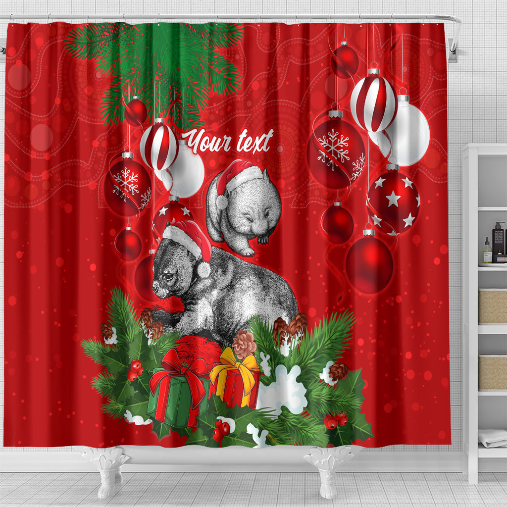 personalised-wombat-lover-shower-curtain-australia-merry-christmas-aboriginal