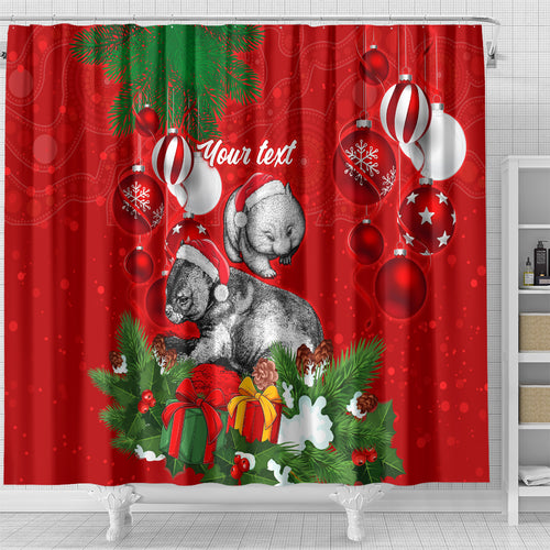 personalised-wombat-lover-shower-curtain-australia-merry-christmas-aboriginal