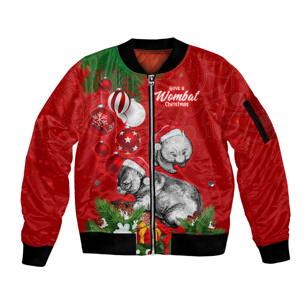 personalised-wombat-lover-sleeve-zip-bomber-jacket-australia-merry-christmas-aboriginal