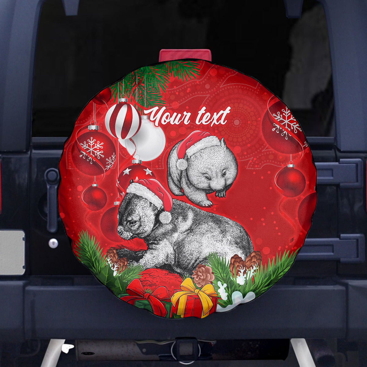 personalised-wombat-lover-spare-tire-cover-australia-merry-christmas-aboriginal