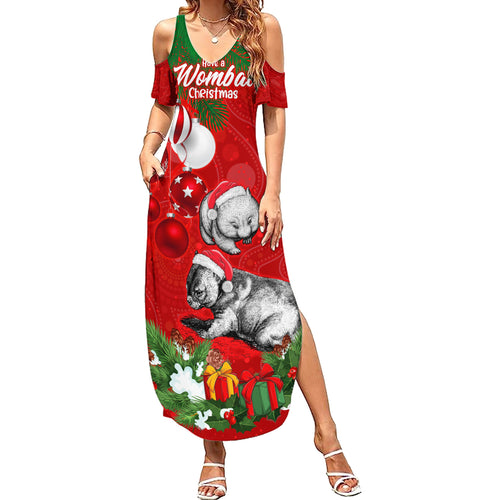 personalised-wombat-lover-summer-maxi-dress-australia-merry-christmas-aboriginal