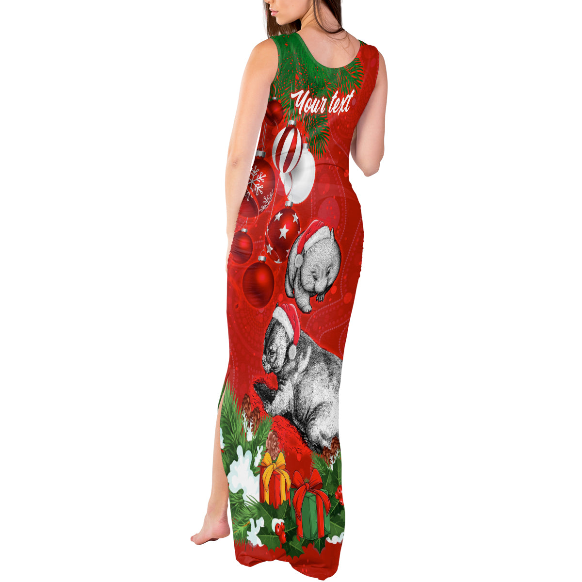personalised-wombat-lover-tank-maxi-dress-australia-merry-christmas-aboriginal