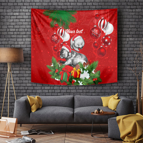 personalised-wombat-lover-tapestry-australia-merry-christmas-aboriginal