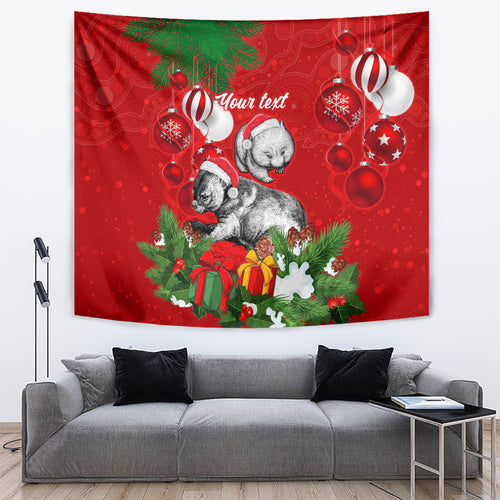 personalised-wombat-lover-tapestry-australia-merry-christmas-aboriginal
