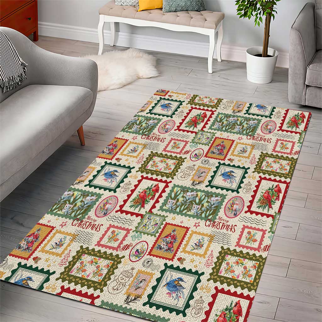 Aussie Birds Christmas La La Land Area Rug Beige Vintage Stamp Edition - Aussie Hoodie