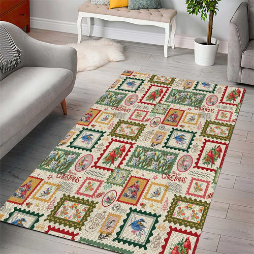 Aussie Birds Christmas La La Land Area Rug Beige Vintage Stamp Edition - Aussie Hoodie