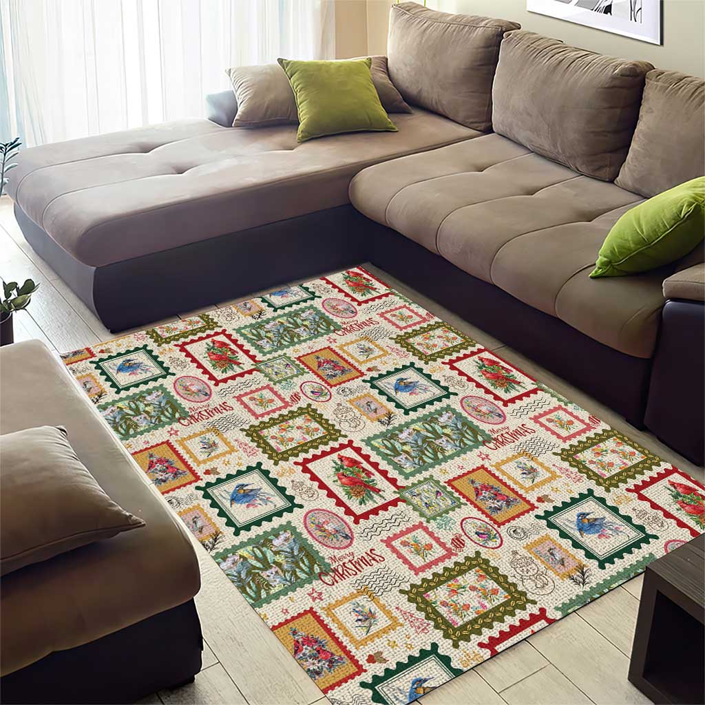 Aussie Birds Christmas La La Land Area Rug Beige Vintage Stamp Edition - Aussie Hoodie