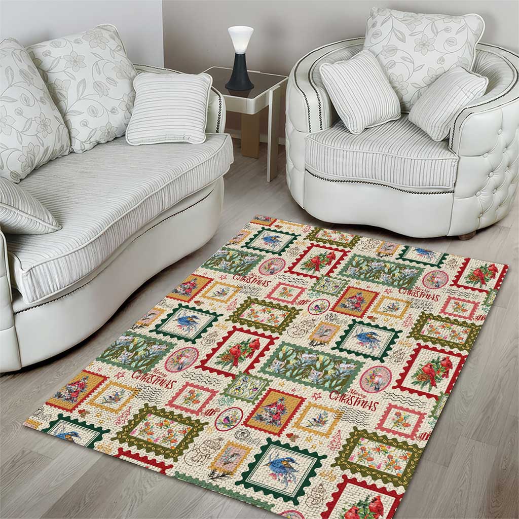 Aussie Birds Christmas La La Land Area Rug Beige Vintage Stamp Edition - Aussie Hoodie