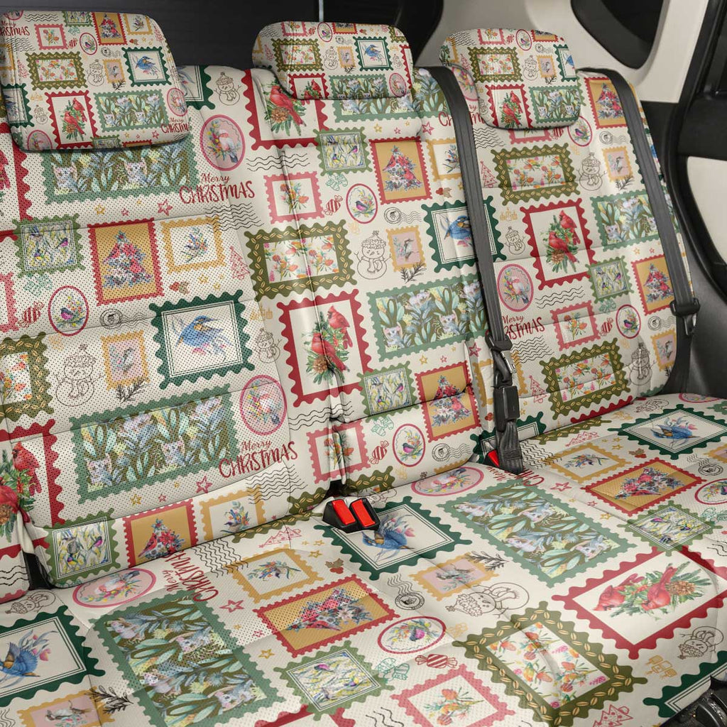 Aussie Birds Christmas La La Land Back Car Seat Cover Beige Vintage Stamp Edition - Aussie Hoodie