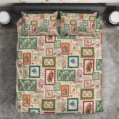 Aussie Birds Christmas La La Land Bedding Set Beige Vintage Stamp Edition - Aussie Hoodie