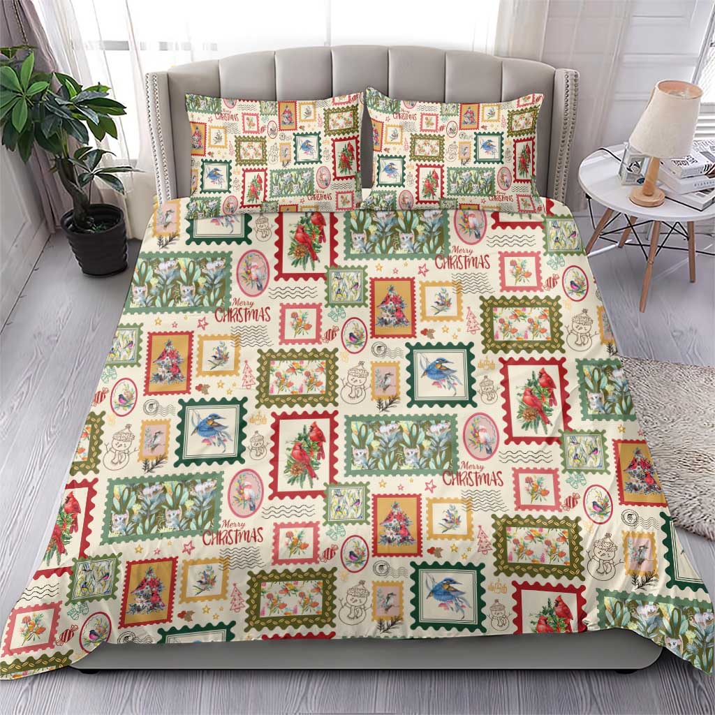 Aussie Birds Christmas La La Land Bedding Set Beige Vintage Stamp Edition - Aussie Hoodie