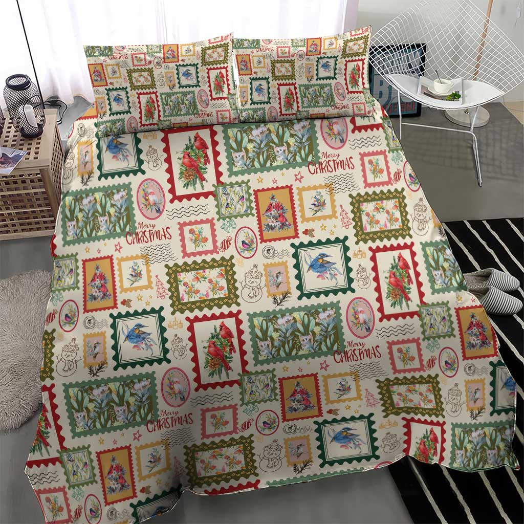 Aussie Birds Christmas La La Land Bedding Set Beige Vintage Stamp Edition - Aussie Hoodie